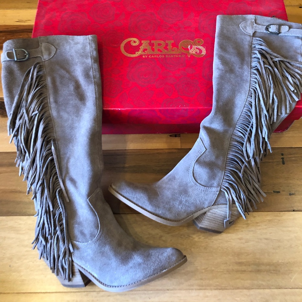 Carlos santana fringe boots in taupe New size 8.5